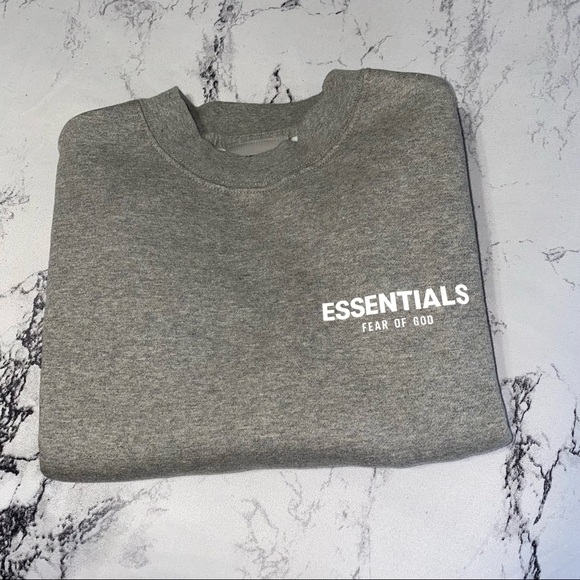 🔴SOLD🔴 Essentials Fear Of God Kids Heather Oatmeal Crew Neck Sweatshirt - Picture 5 of 12